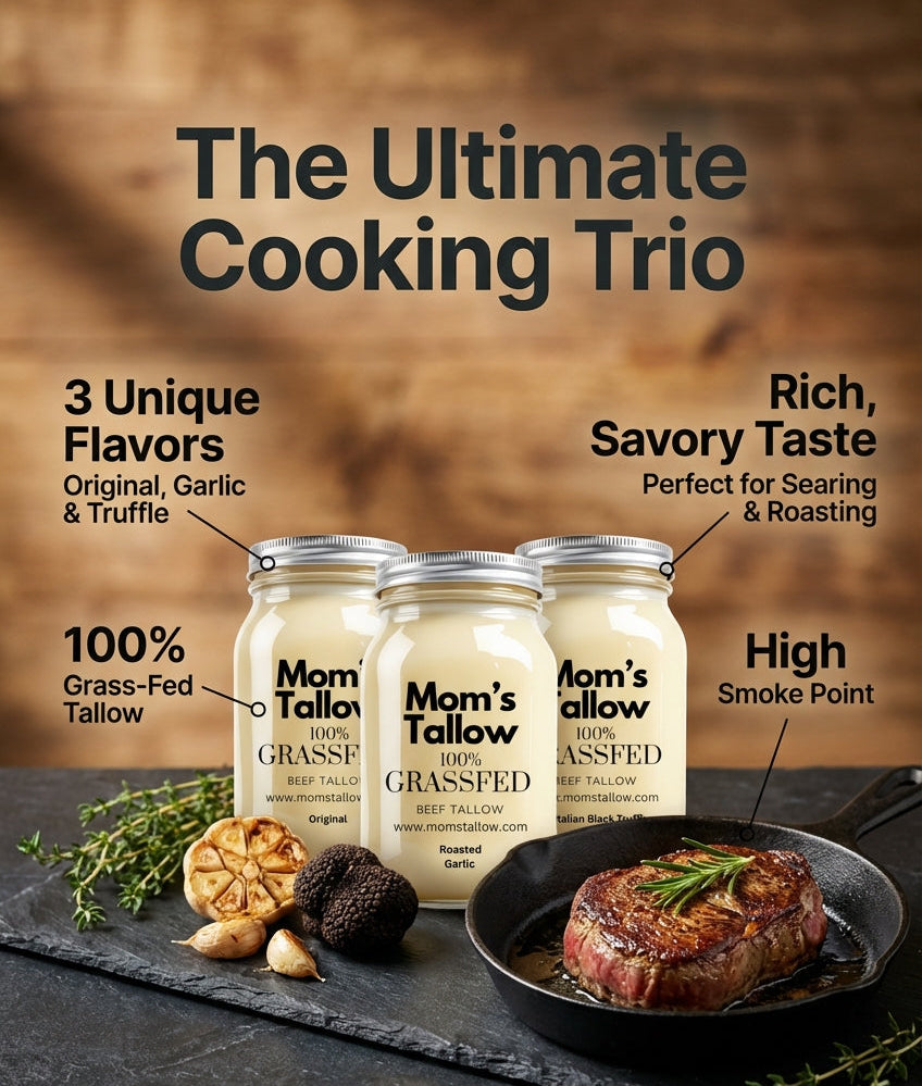 Cooking Tallow: Flavored Super Saver Combo (Original, Imported Black Truffle, Roasted Garlic)