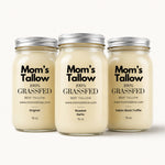 Mom’s Tallow Super Saver Combo Pack with Original Grass-Fed Beef Tallow, Roasted Garlic Tallow and Italian Black Truffle Tallow – 16 oz jars