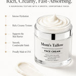 Mom’s Tallow Advanced Peptide Face Cream showing rich creamy texture with hydration and skin barrier benefits