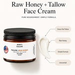Mom’s Tallow Raw Honey + Tallow Face Cream with grass-fed tallow and raw honey for sensitive, dry skin