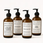Mom’s Tallow Estate Signature Set natural liquid hand soap 4-pack with Italian Bergamot & Sweet Tobacco, Lavender, Unscented and Tea Tree