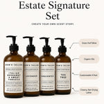 Mom’s Tallow Estate Signature Set natural liquid hand soap 4-pack with Italian Bergamot & Sweet Tobacco, Lavender, Unscented and Tea Tree