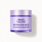 Mom’s Tallow Methylene Blue Diamond Supercream in a lavender purple jar on an off-white background with soft shadow