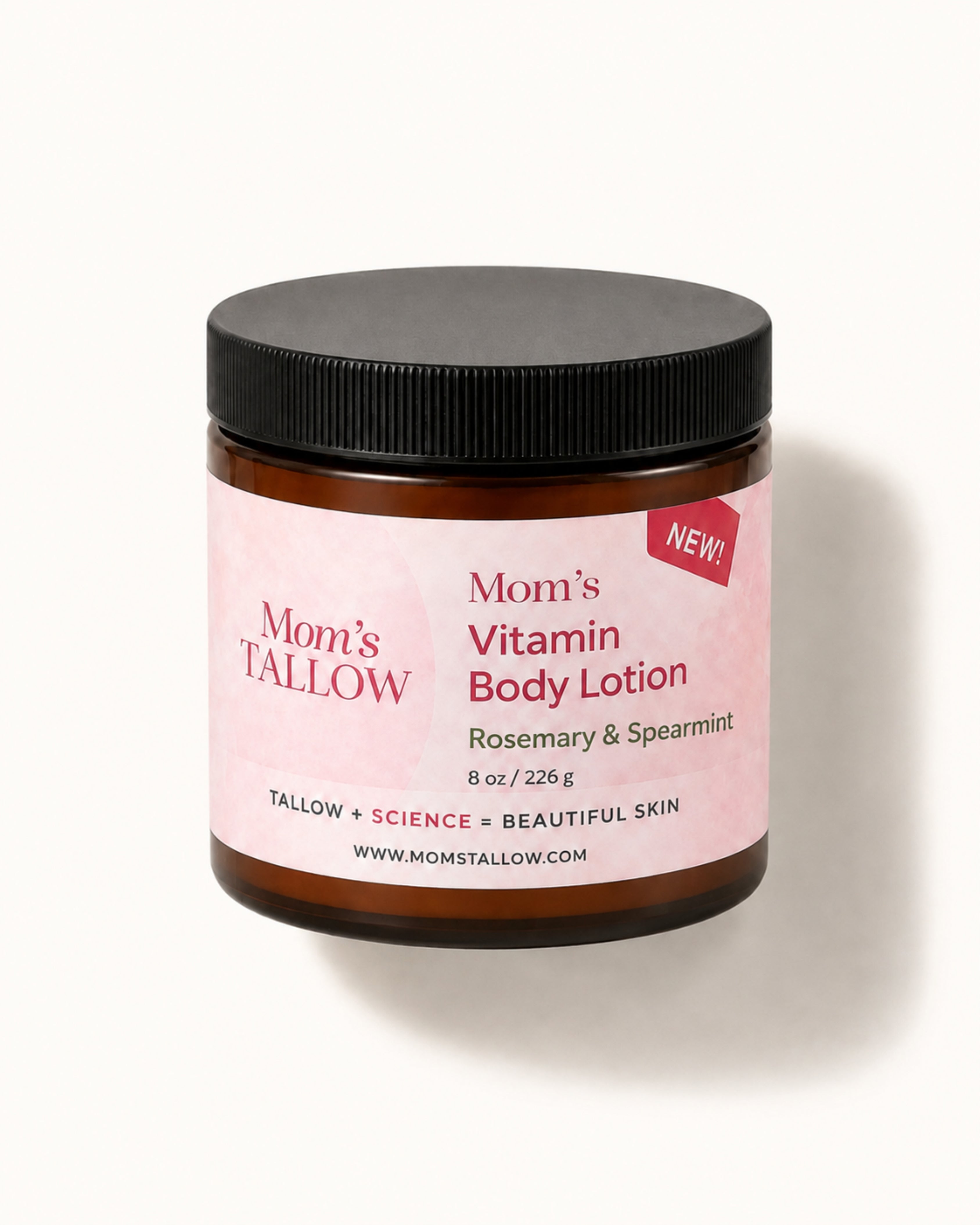 Mom’s Tallow Vitamin Body Lotion Rosemary Spearmint with grass-fed tallow and vitamins A, C and E – 8 oz