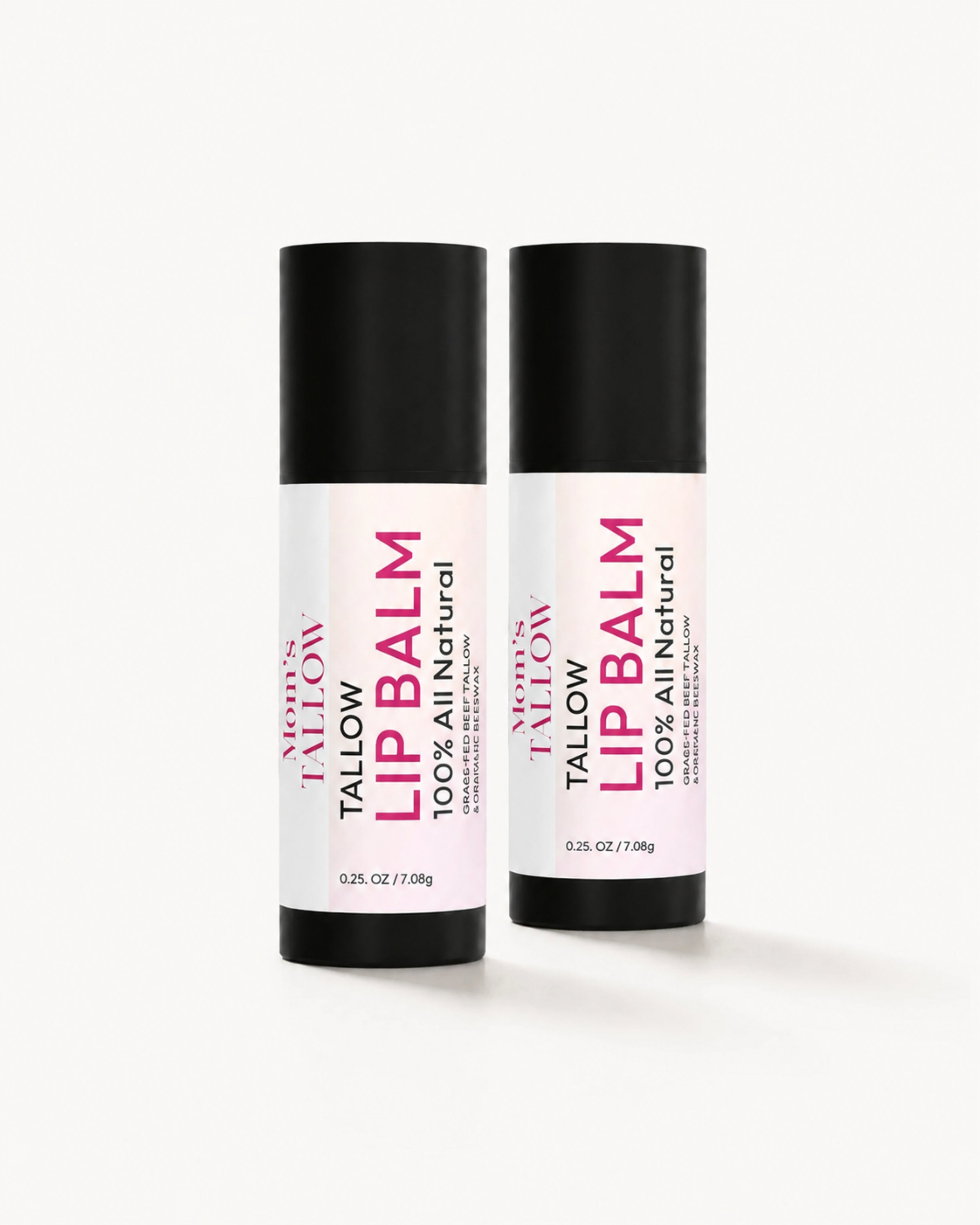 Mom’s Tallow 100% All Natural Tallow Lip Balm with grass-fed beef tallow and organic beeswax - 2 packs