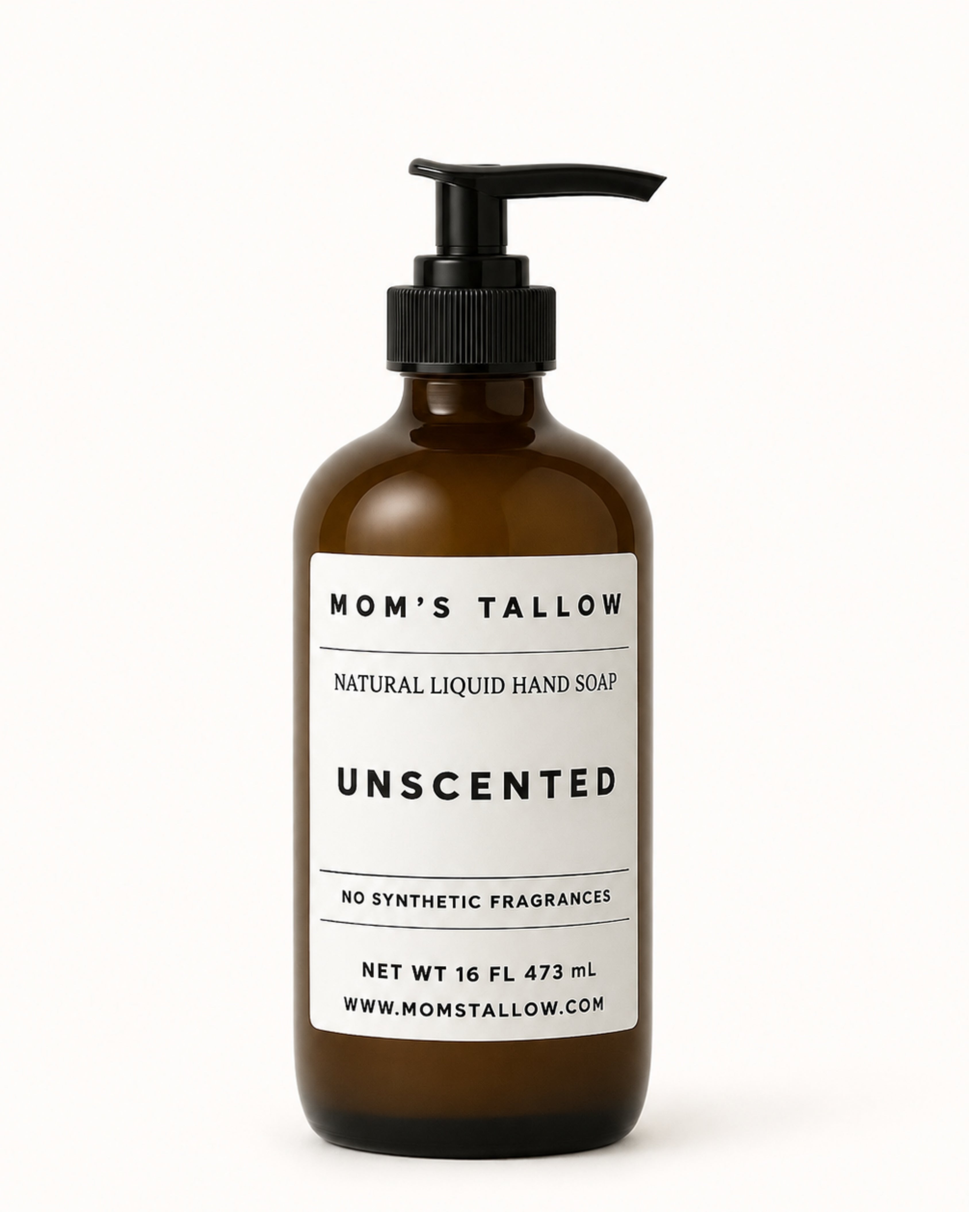 Mom’s Tallow Unscented Natural Liquid Hand Soap with grass-fed tallow and organic oils 