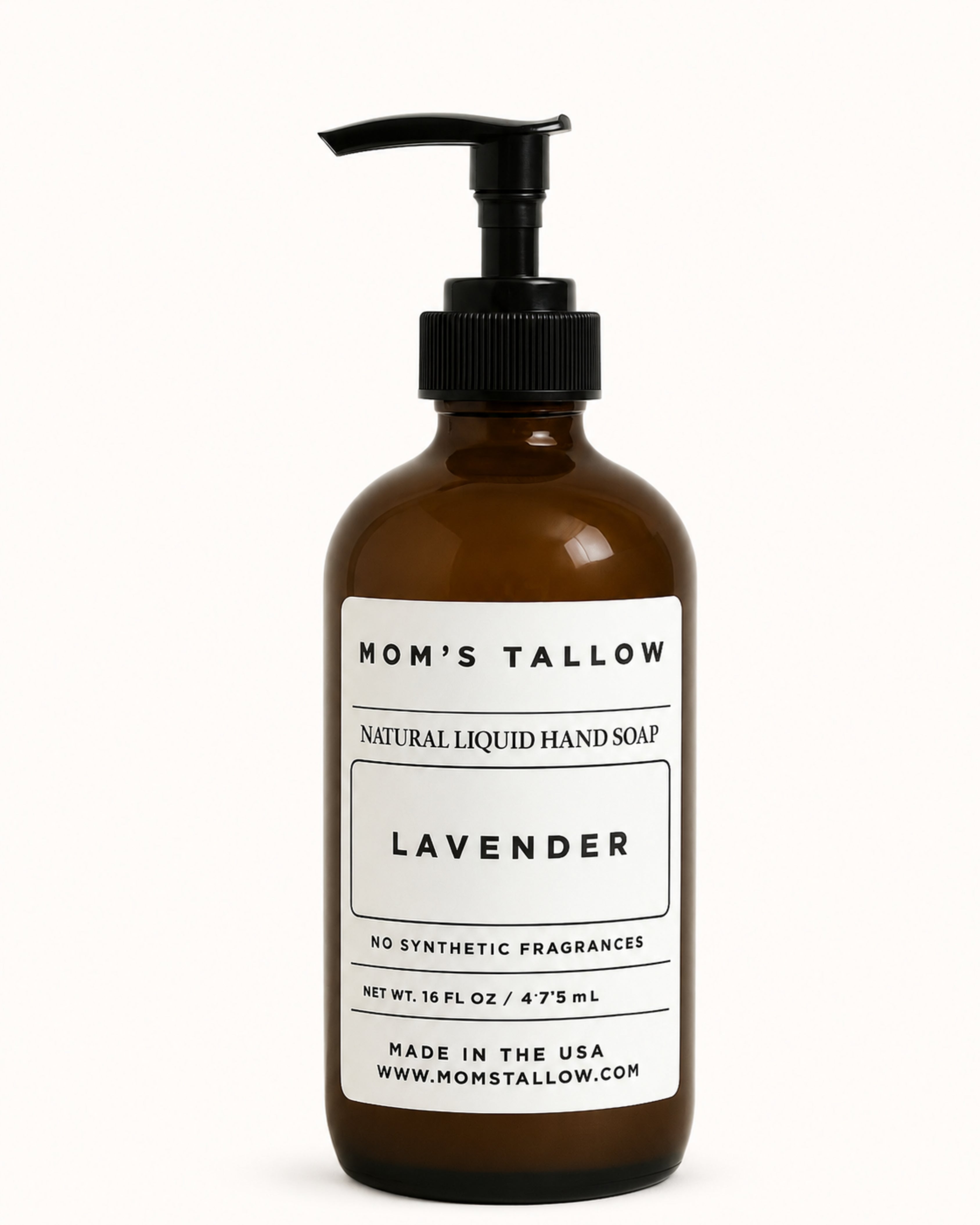 Mom’s Tallow Lavender Natural Liquid Hand Soap with grass-fed tallow and organic oils – 16 oz