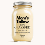 Mom’s Tallow Roasted Garlic 100% Grass-Fed Beef Tallow for gourmet cooking and everyday kitchen use