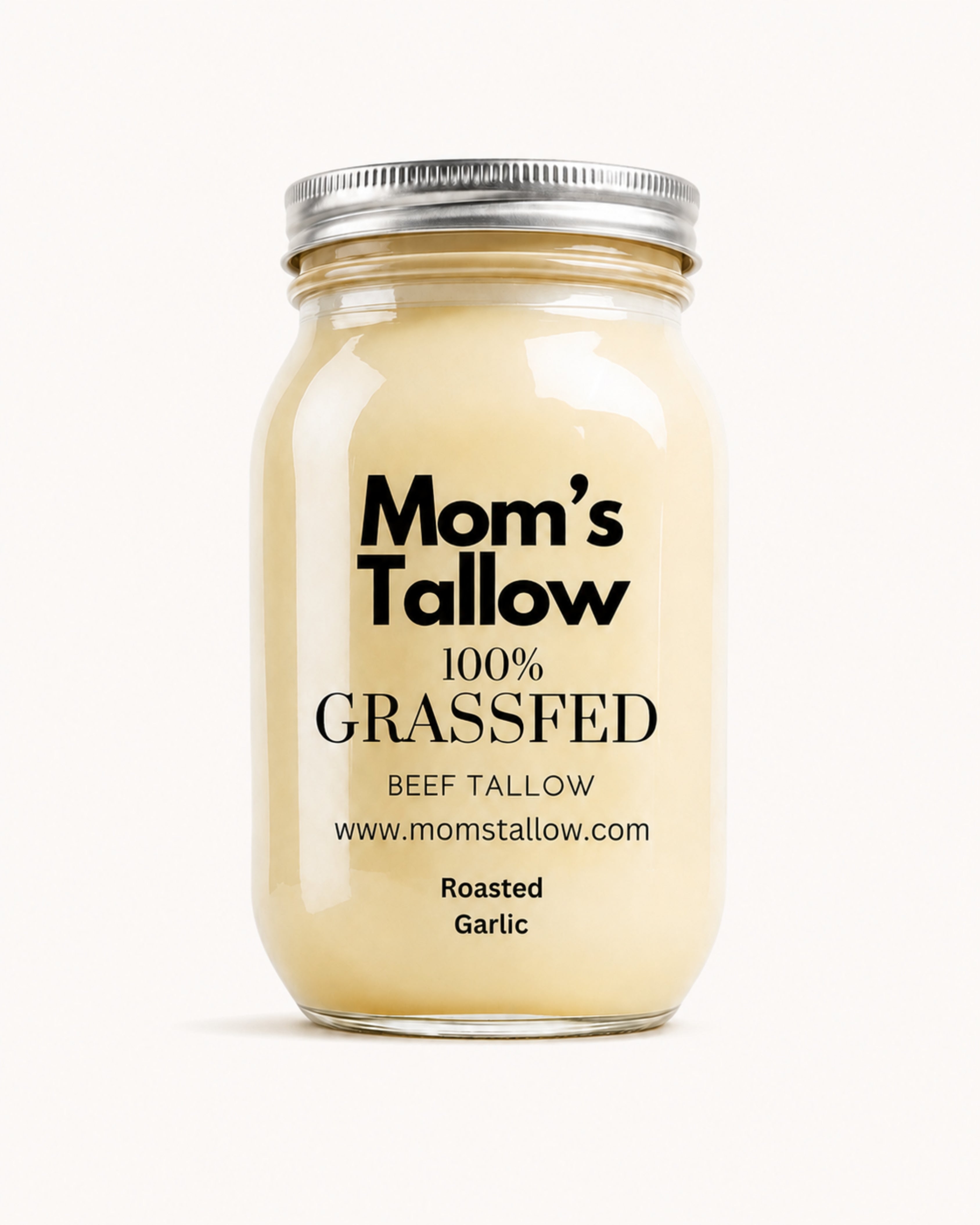 Mom’s Tallow Roasted Garlic 100% Grass-Fed Beef Tallow for gourmet cooking and everyday kitchen use