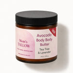 Mom’s Tallow Avocado Body Butter tea tree & lavender with grass-fed tallow and avocado oil for deep hydration and dry skin – 8 oz